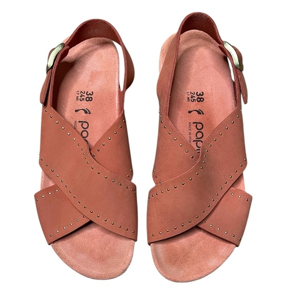 Birkenstock Papillio Samira Rivets Sandal Size 38 / US 7 Wedge Heel Earth Red - Picture 8 of 9